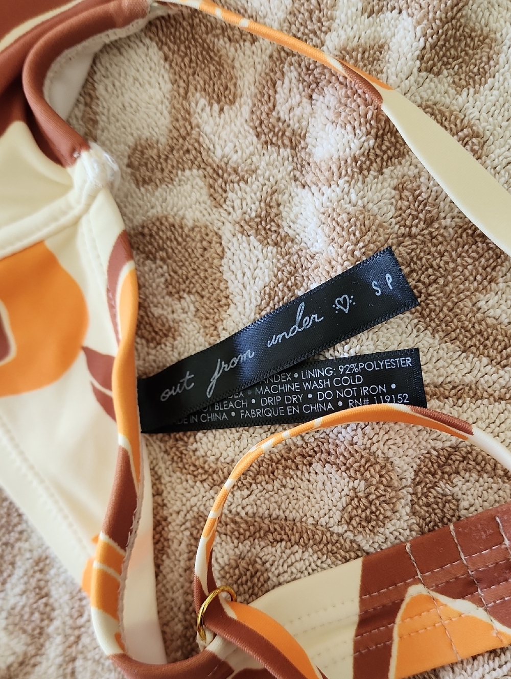 Out From Under Floral Orange & Brown Two-Piece Bikini Set - Picture 3 of 6